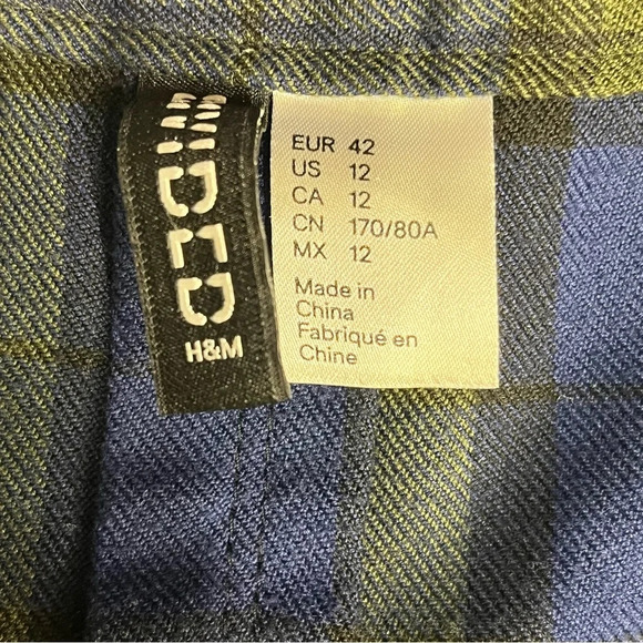 H&M Blue Green Pleated Mini Skater Skirt - Picture 2 of 9